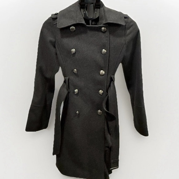 Guess Los Angeles 1981 Women's Wool
Trench Coat (90s) Vintage Black Size XS - Picture 1 of 14
